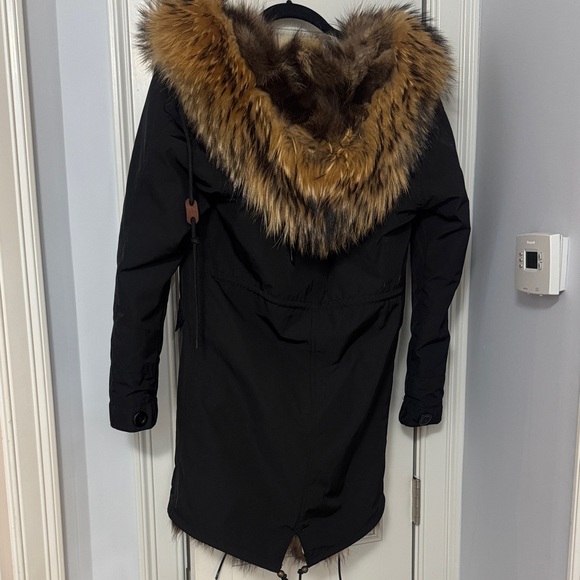 Jackets & Blazers - Black Parka with Real Fur Trim